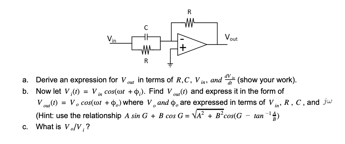 Solved Vout A Derive An Expression For V Out In Terms Of Chegg Com