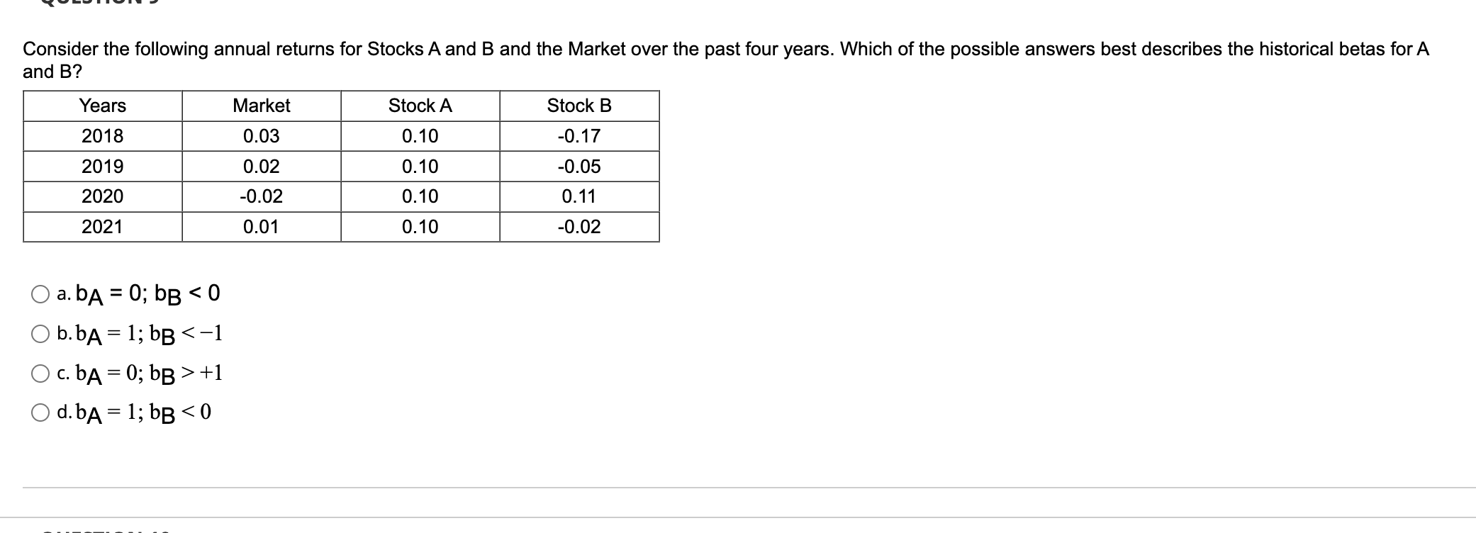 Solved Consider The Following Annual Returns For Stocks A | Chegg.com