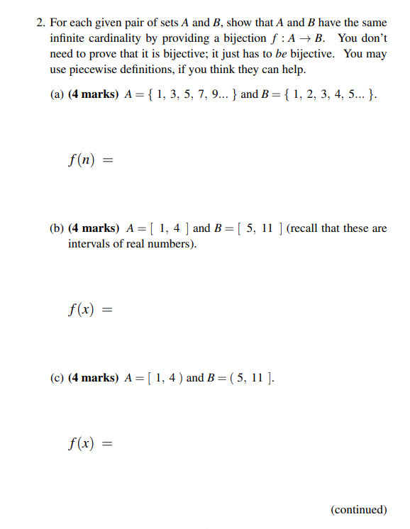 Solved 2. For Each Given Pair Of Sets A And B, Show That A | Chegg.com