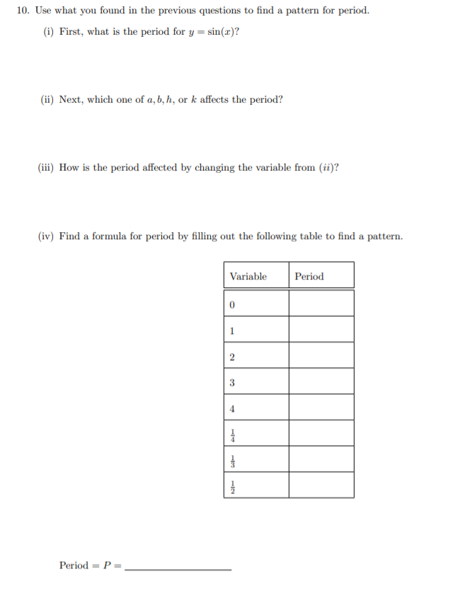 Solved Open Desmos And First Type Y A Sin B X H K In Chegg Com