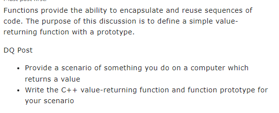 Solved Functions provide the ability to encapsulate and | Chegg.com