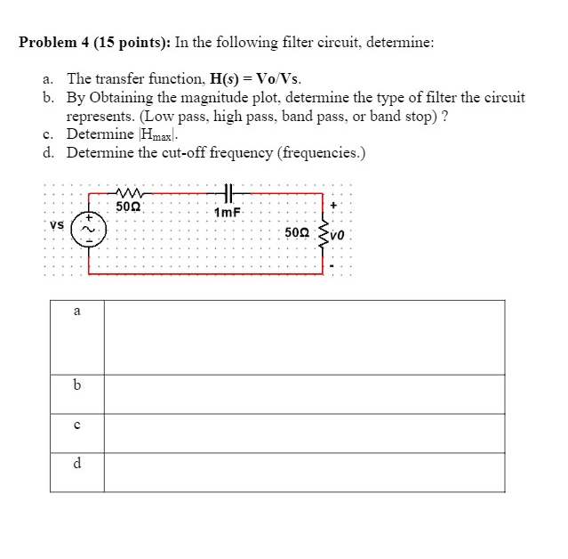 Solved Problem 4 (15 points): In the following filter | Chegg.com
