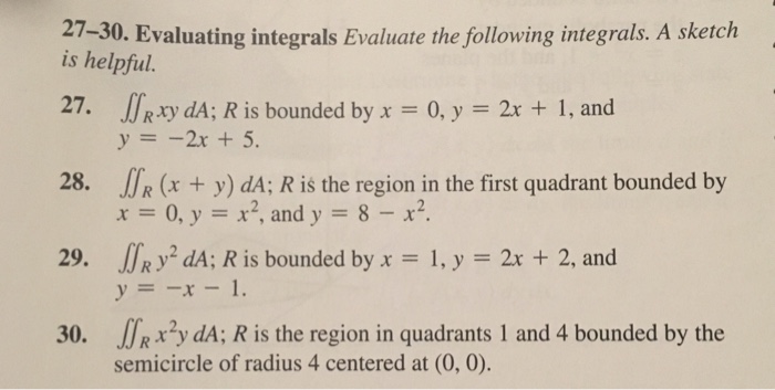 Solved 7-30. Evaluating Integrals Evaluate The Following | Chegg.com