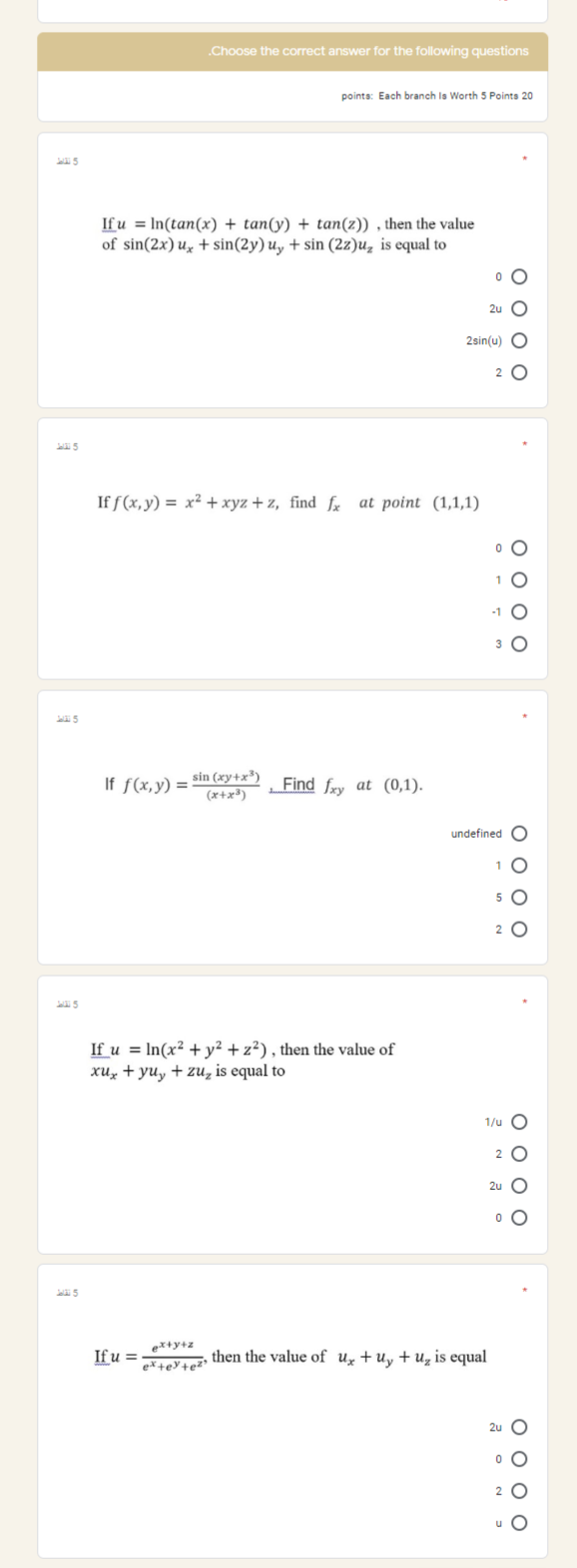 Choose The Correct Answer For The Following Questions Chegg Com