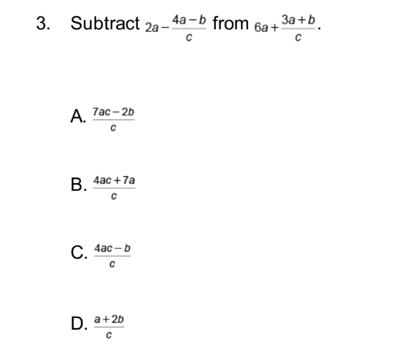 subtract 2a 5b 2c 9 from 3a 4b c 6
