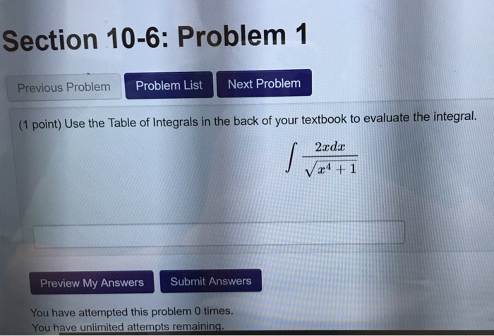 Solved Section 10-6: Problem 1 Previous Problem em Problem | Chegg.com