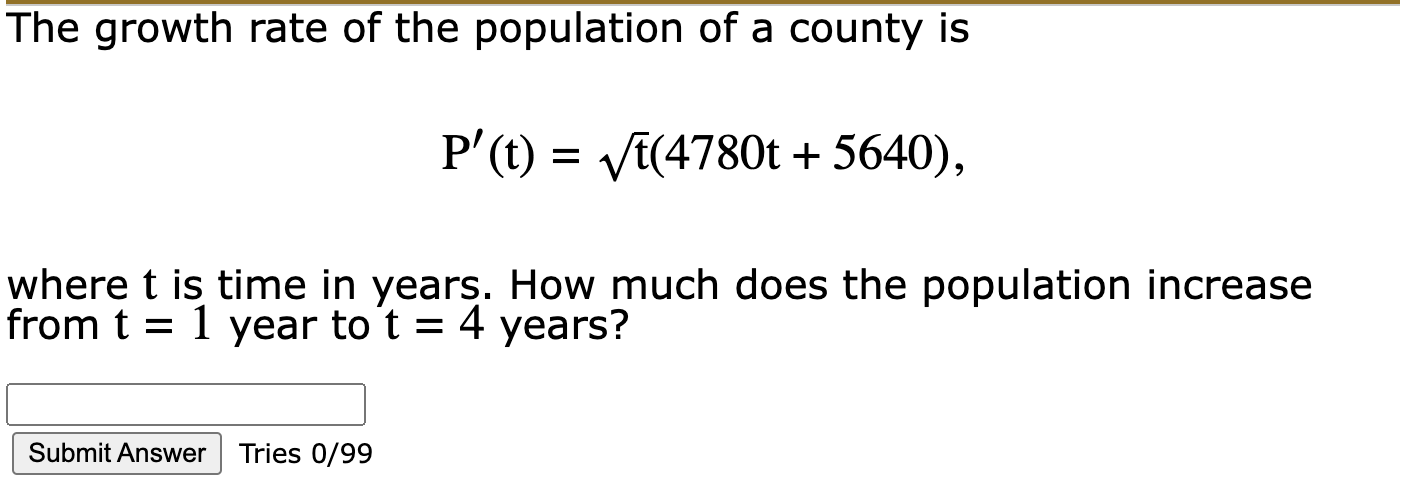 Solved The growth rate of the population of a county is | Chegg.com