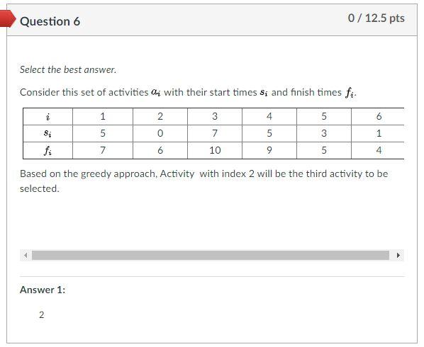 Solved Question 6 0 / 12.5 pts Select the best answer. | Chegg.com