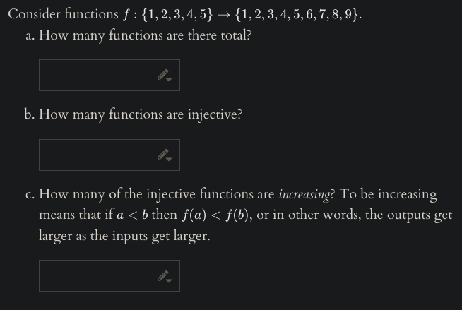 Solved - Consider functions f : {1, 2, 3, 4, 5} + {1, 2, 3, | Chegg.com