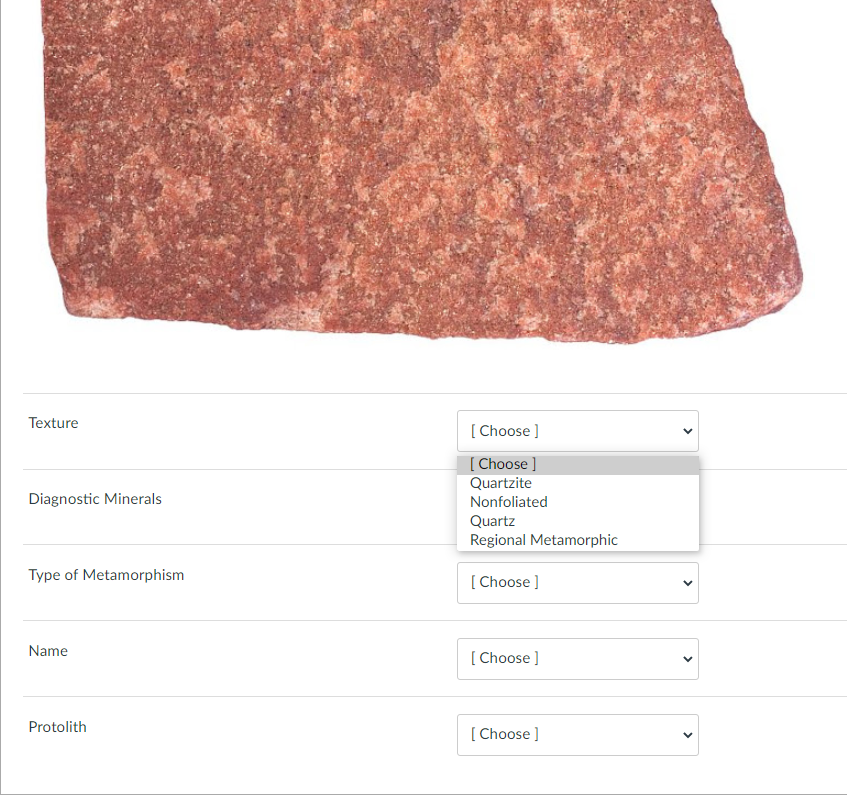 Solved Texture [Choose1 Diagnostic Minerals Choose1 Type of | Chegg.com