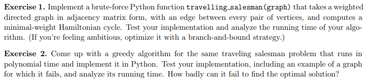 Solved Exercise 1. Implement a brute-force Python function | Chegg.com