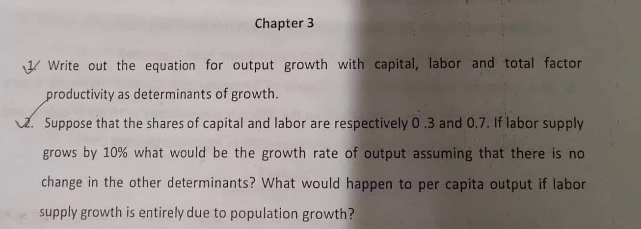Solved Chapter 3 1. Write out the equation for output growth | Chegg.com