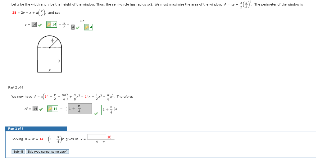 Solved Let x be the width and y be the height of the window.