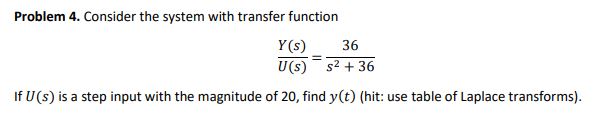 Solved Problem 4. Consider the system with transfer function | Chegg.com