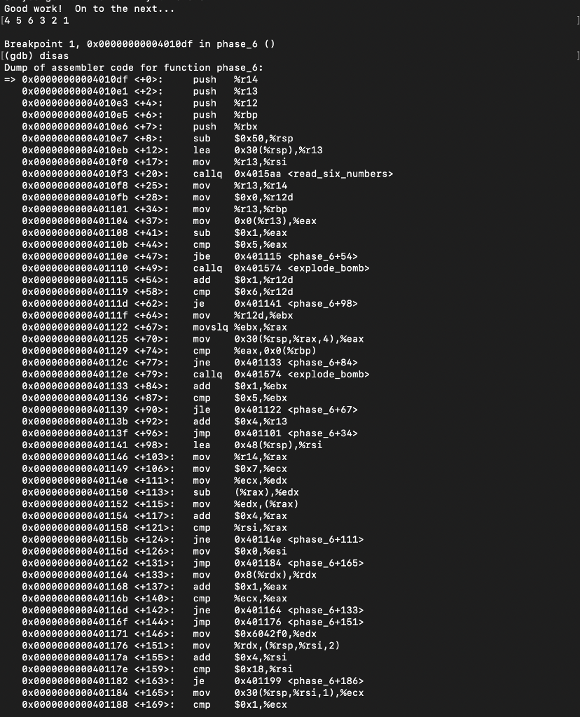 phase 6 binary bomb anyone can help me debugg Chegg