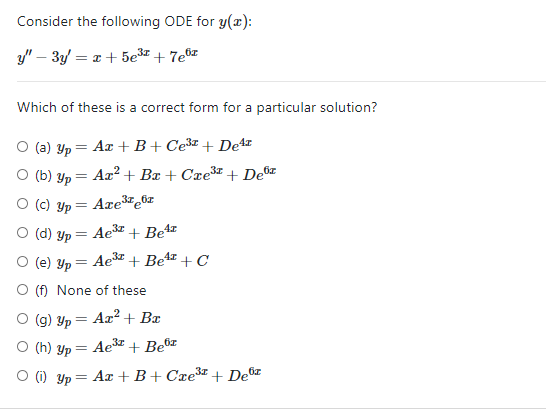 Solved Consider the following ODE for y(x): y" – 3y = 1 | Chegg.com