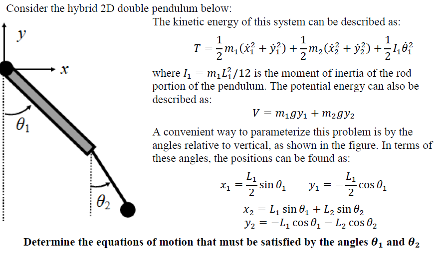 Solved Consider The Hybrid 2d Double Pendulum Below The 0244