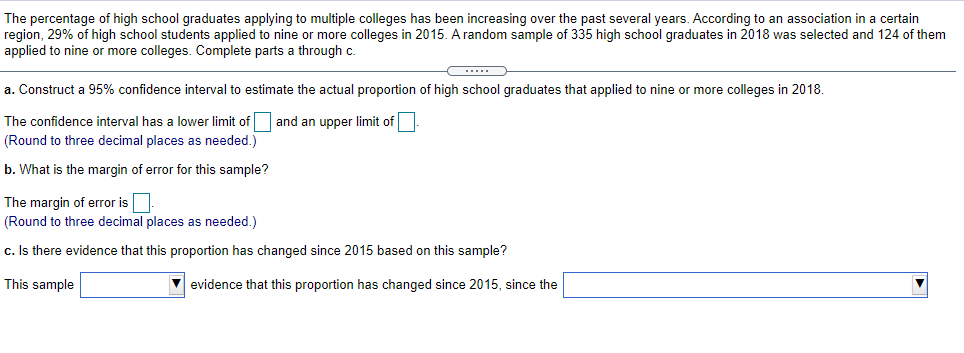 Solved The percentage of high school graduates applying to | Chegg.com