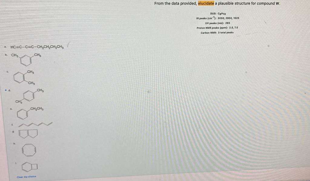 Solved From the data provided, elucidate a plausible | Chegg.com