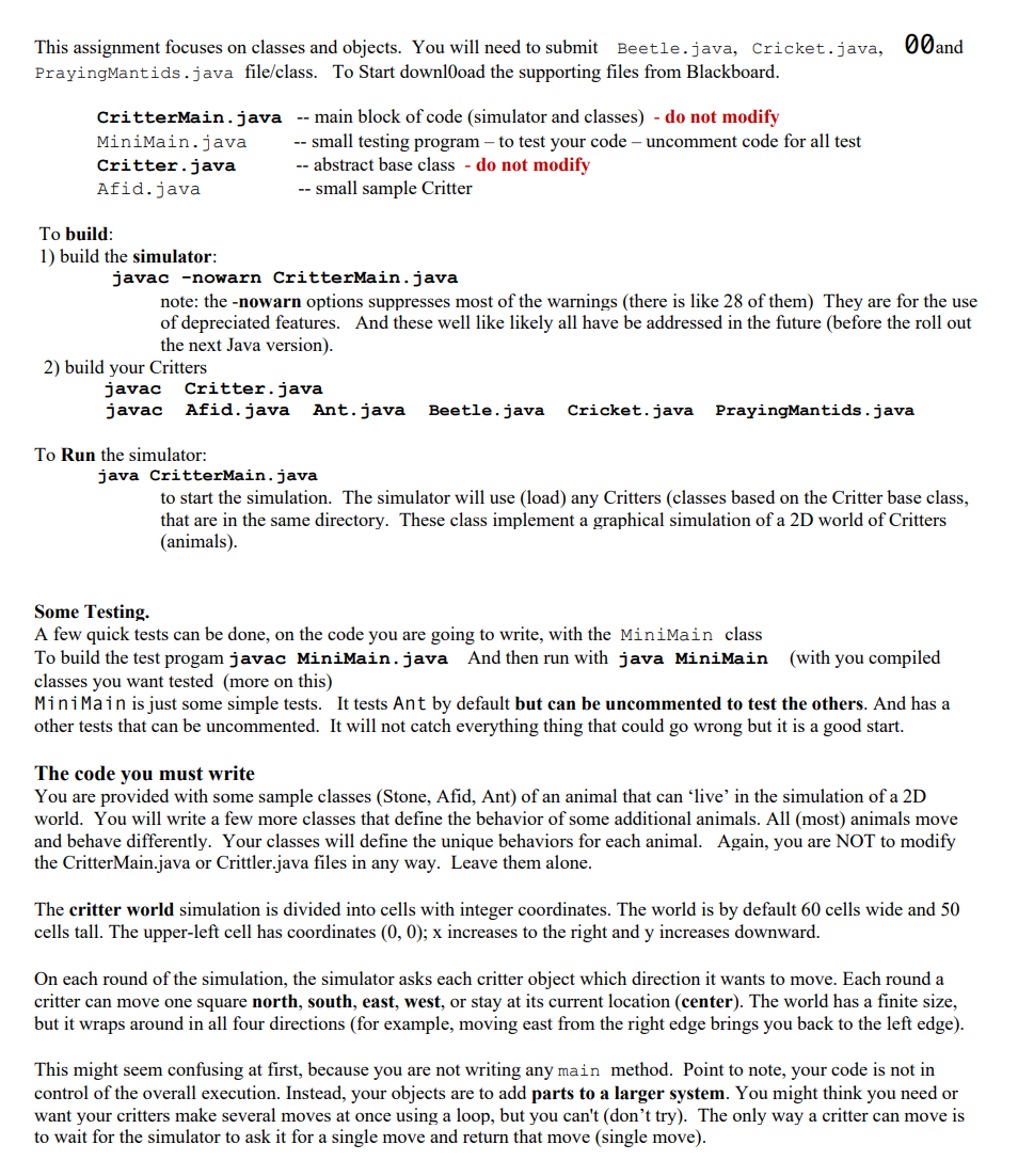 Solved This assignment focuses on classes and objects. You | Chegg.com