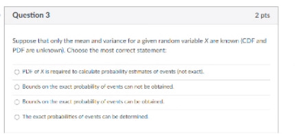 Solved Suppose that anly the mean and variance for a given | Chegg.com