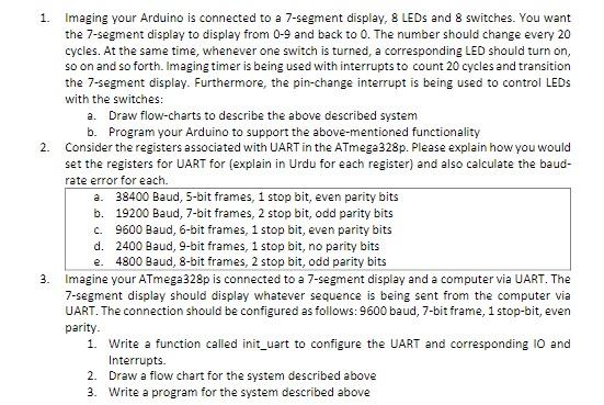 Solved 1. Imaging your Arduino is connected to a 7-segment | Chegg.com