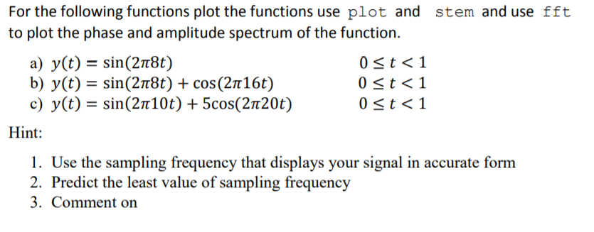 Solved For the following functions plot the functions use | Chegg.com
