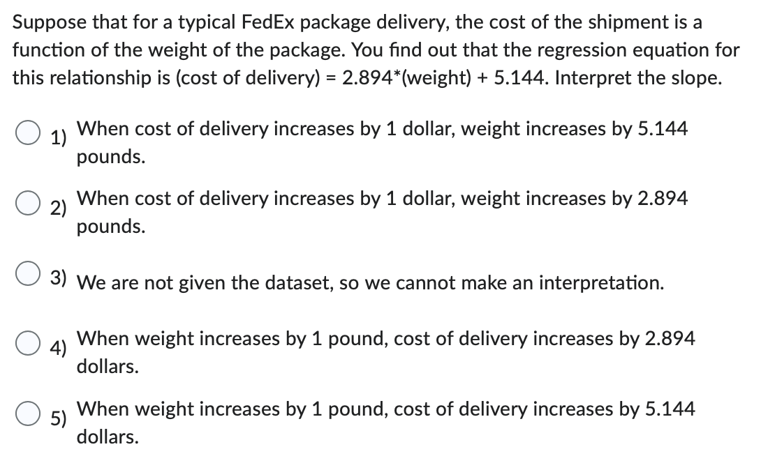 Solved Suppose that for a typical FedEx package delivery, | Chegg.com