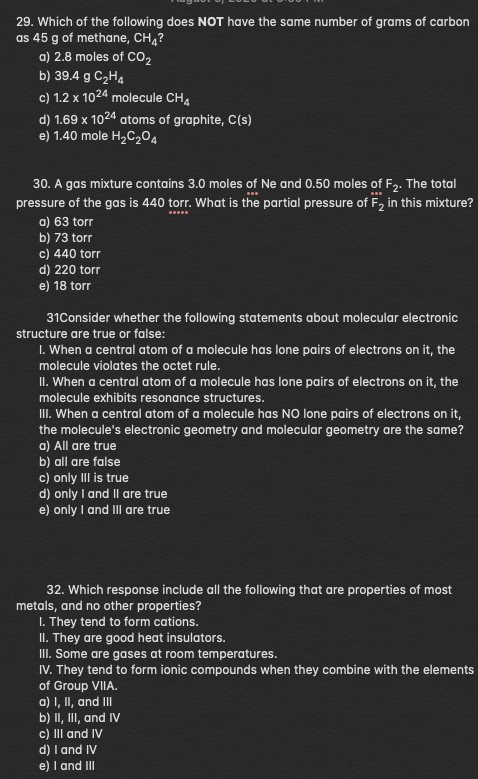 Solved 29. Which of the following does NOT have the same Chegg