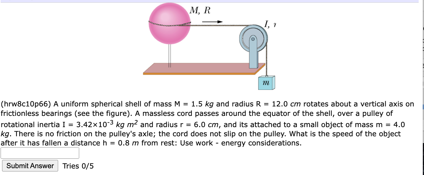 Solved M R I 1 M Hrw8c10p66 A Uniform Spherical Shell Of Chegg Com