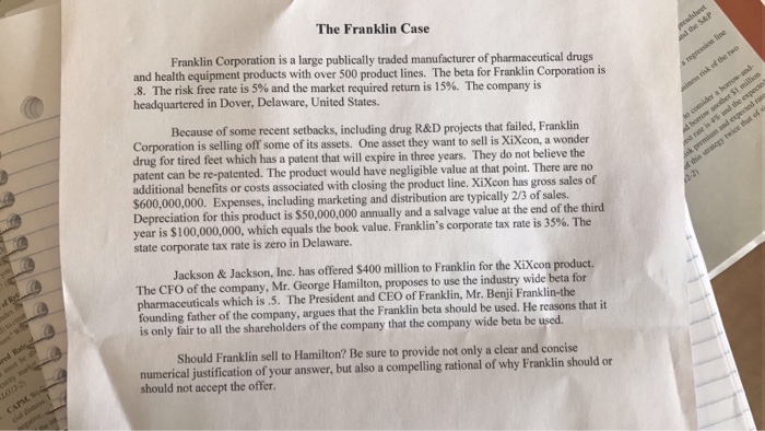 Solved Franklin Corporation is a large publically traded Chegg
