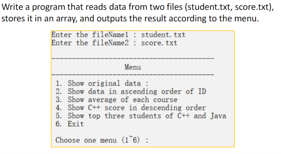 Solved Write A Program That Reads Data From Two Files Chegg Com