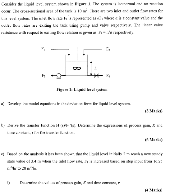 Consider the liquid level system shown in Figure 1.