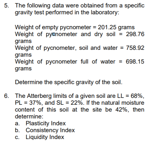 Solved 5. The following data were obtained from a specific | Chegg.com