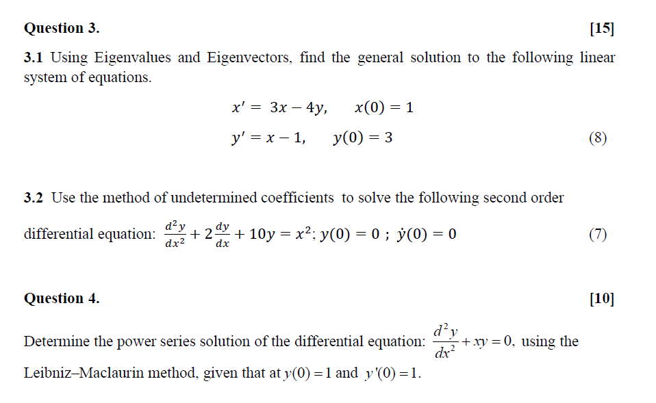 Solved Question 3. [15] 3.1 Using Eigenvalues And | Chegg.com