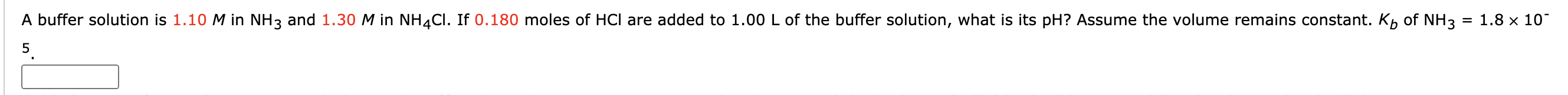 Solved A buffer solution is 1.10 M in NH3 and 1.30 M in | Chegg.com