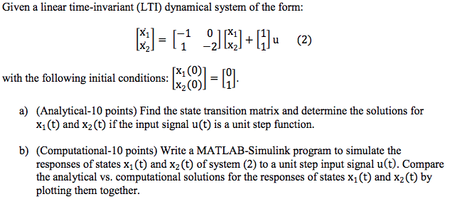 Solved Given a linear time-invariant (LTI) dynamical system | Chegg.com