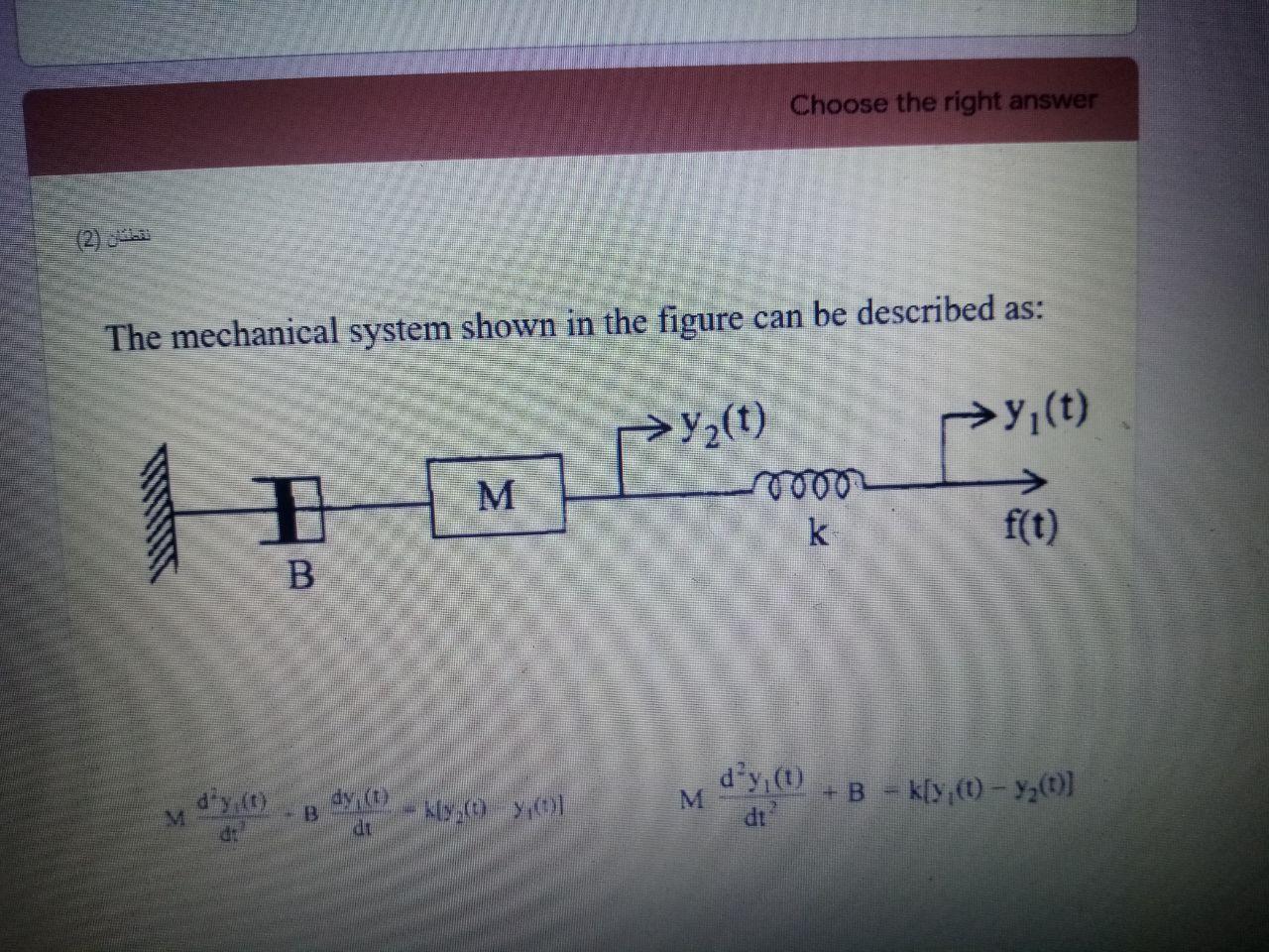 Solved Choose The Right Answer The Mechanical System Shown | Chegg.com