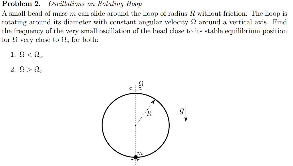 Solved Problem 2. Oscillations on Rotating Hoop A small bead | Chegg.com