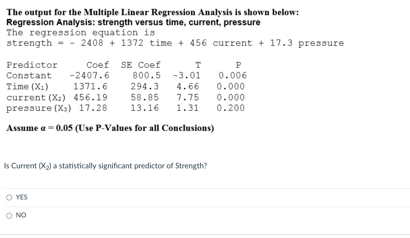 Solved The output for the Multiple Linear Regression | Chegg.com