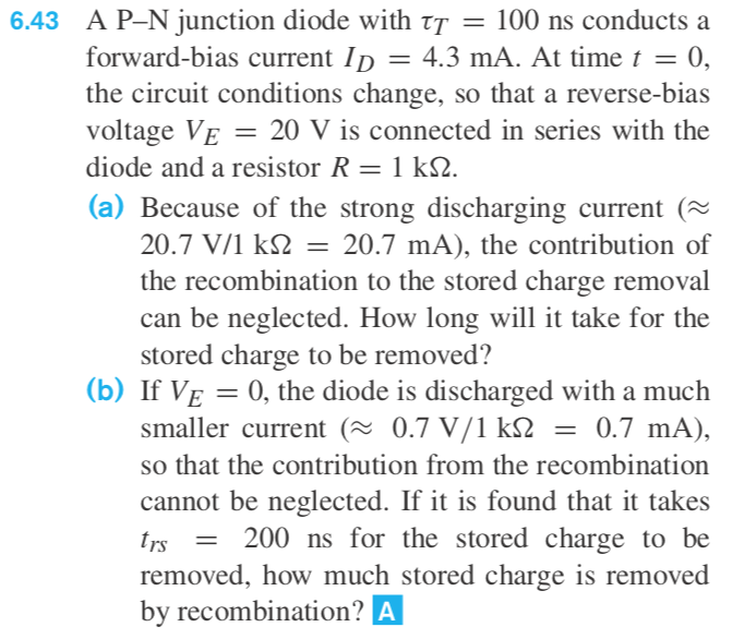 Solved 100 ns conducts a A P-N junction diode with τΤ | Chegg.com