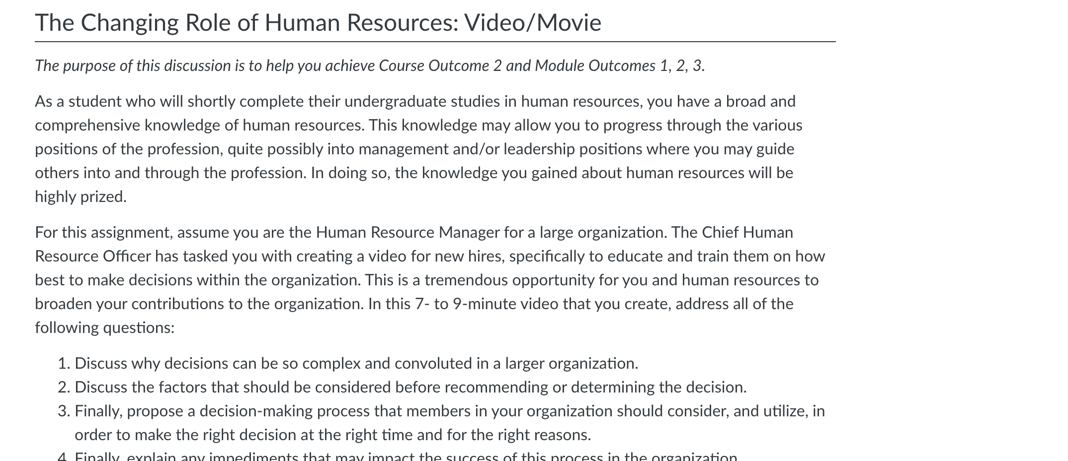 Solved The course is Human Resource Management 481. I was | Chegg.com