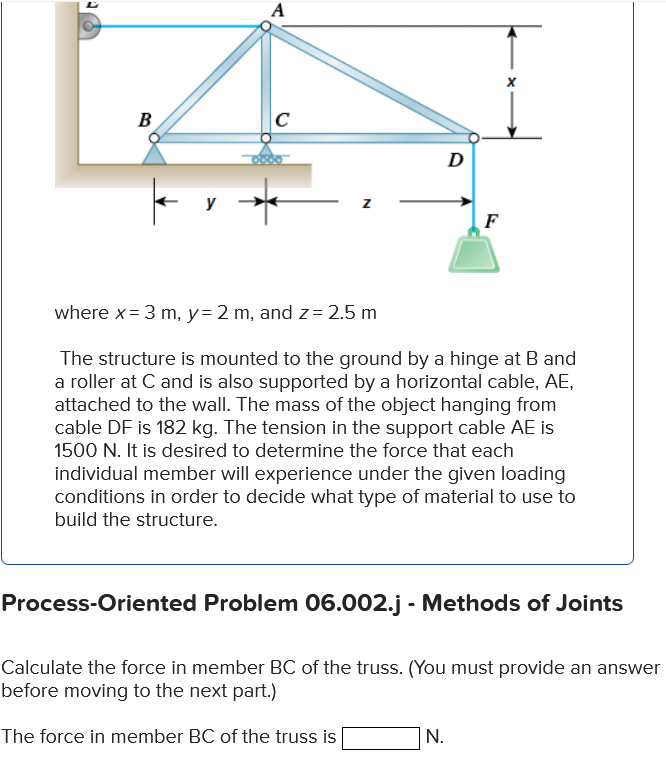 Solved A х B с D y F where x = 3 m, y= 2 m, and z = 2.5 m | Chegg.com