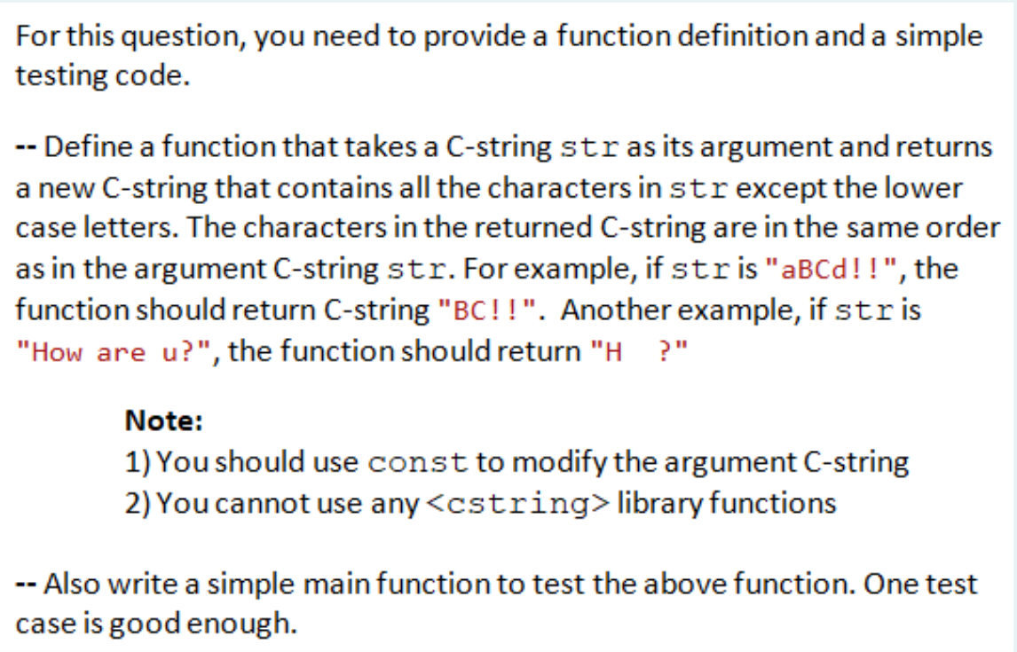 Solved For this question, you need to provide a function | Chegg.com