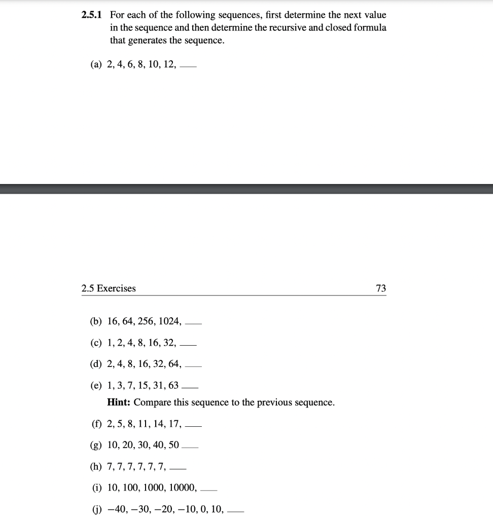 Solved 2.5.1 For each of the following sequences, first | Chegg.com