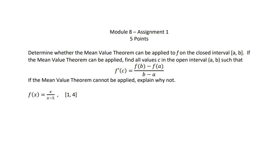  solved determine whether the mean value theorem can be