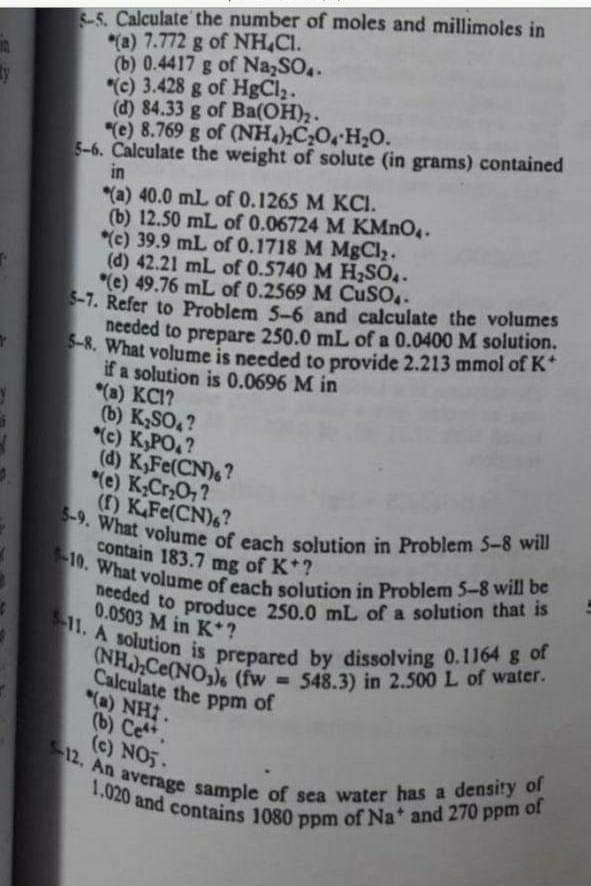 Solved 5. Calculate The Number Of Moles And Millimoles In | Chegg.com