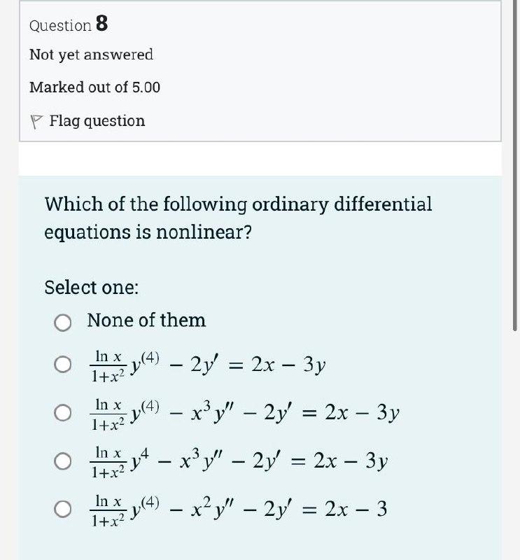 Solved Question 8 Not yet answered Marked out of 5.00 P Flag | Chegg.com