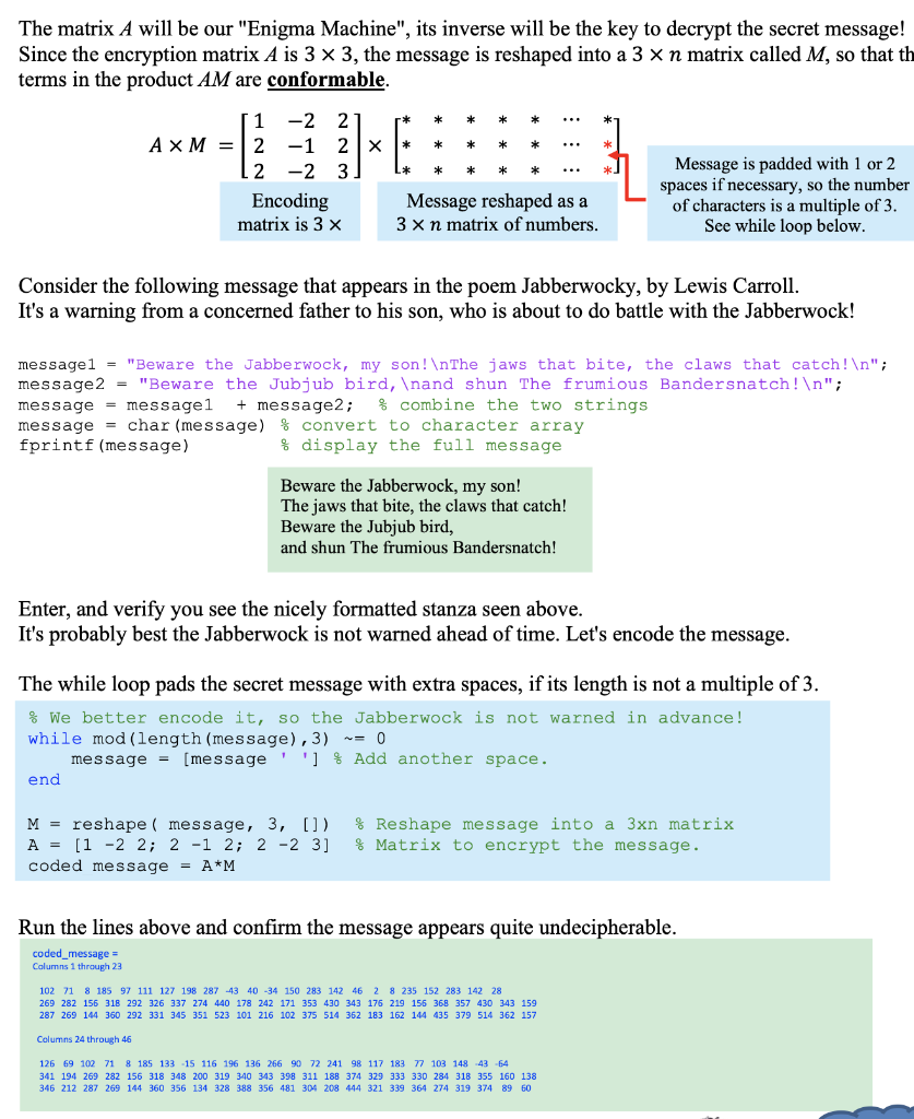 Solved Part 2: Compete encoding and decoding messages Julius