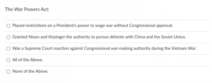 how does the war powers act limit the president's military power